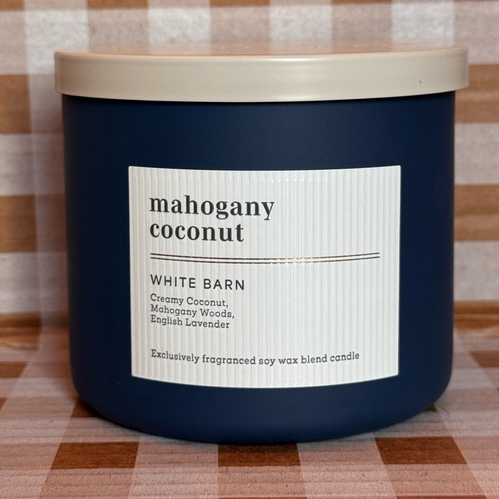 NEW B&BW White Barn Mahogany Coconut 3 wick candle
